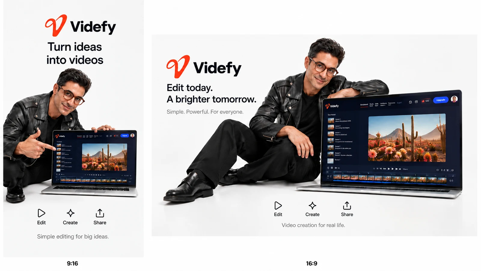 Portrait and landscape campaign compositions with different framing and messaging.