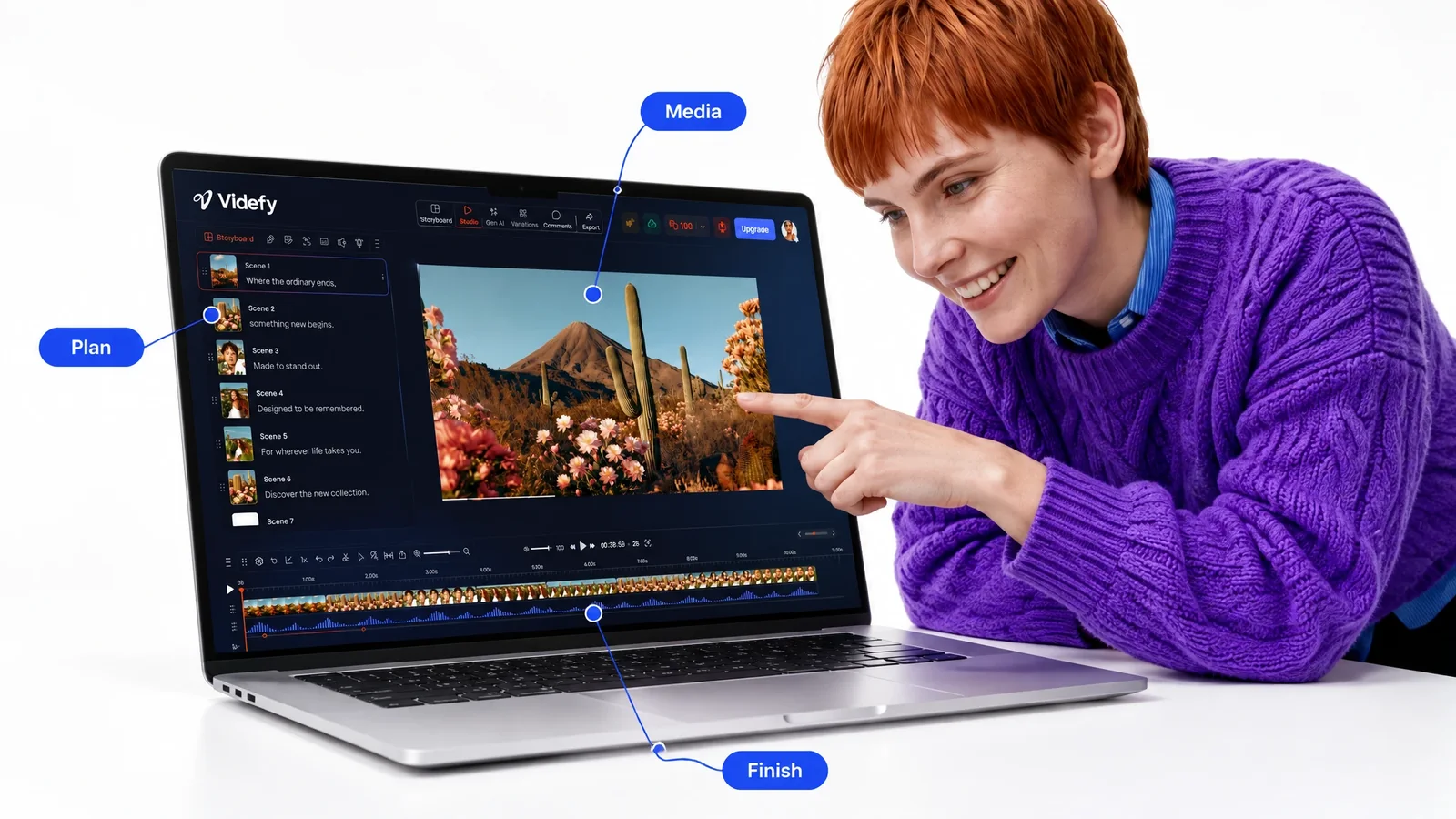 One Videfy project connecting planning, media, and finishing.