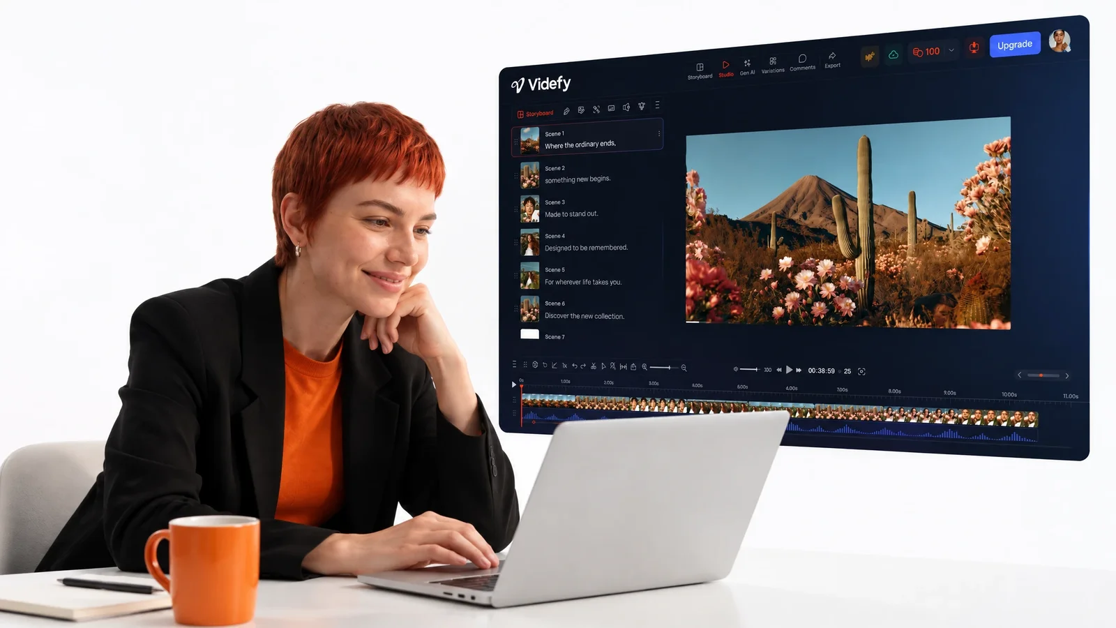A creator working on a social video in Videfy.